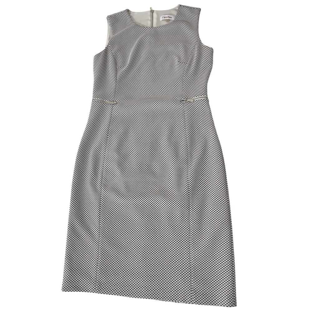 Calvin Klein Sleeveless Black and White Sheath Dress